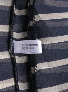 深蓝色！真丝条纹丝巾100%桑蚕丝