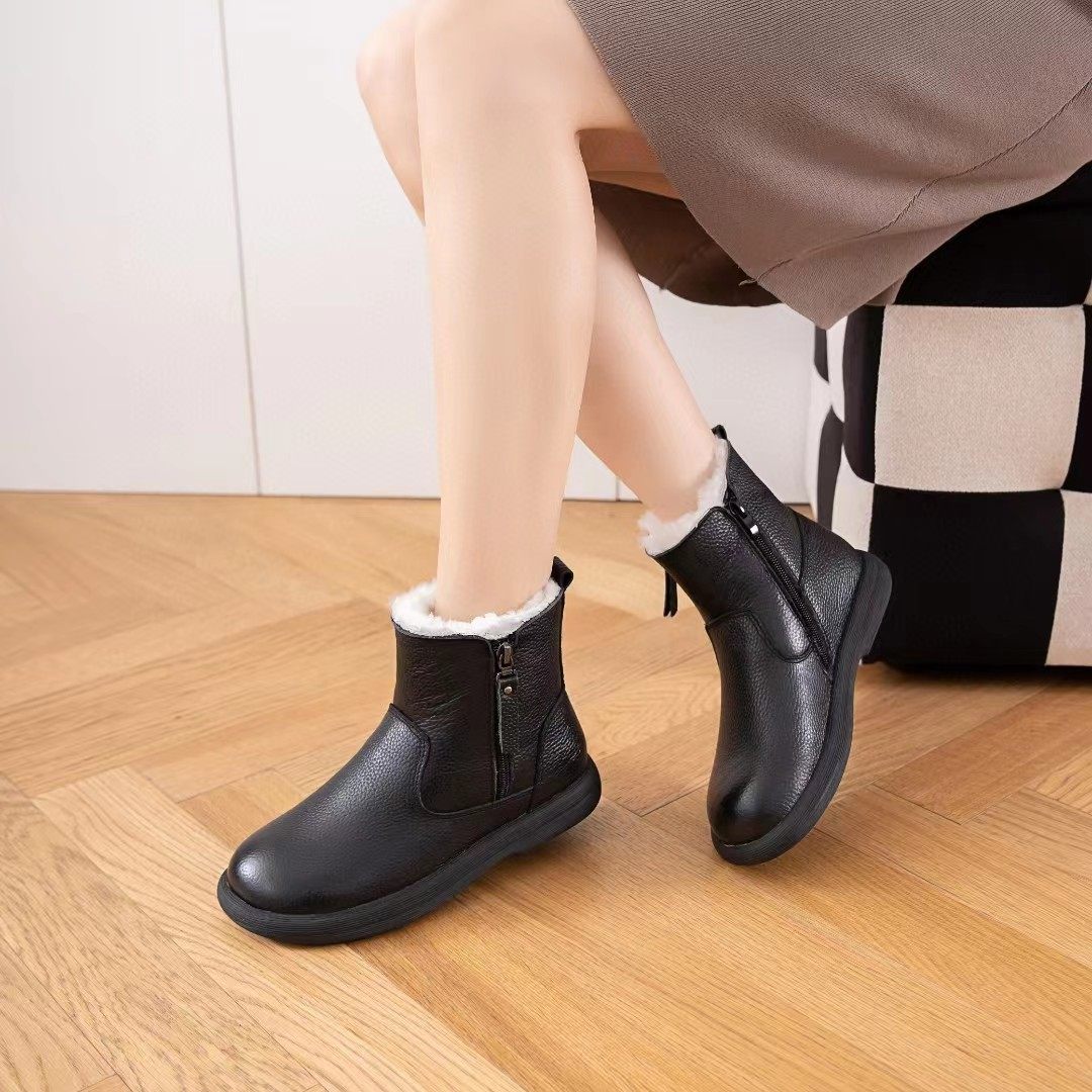 真皮羊毛皮毛一体棉鞋雪地靴平底牛皮软保暖鞋女软底防滑冬软牛皮,淘宝优惠券,粉丝福利购,淘宝优惠卷