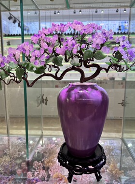 精选天然原矿紫水晶搭配青花瓷 更显纯洁高雅！！镇宅招财!