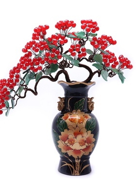 红玉果硕果累累迎客松发财树雍容华贵款招财进宝