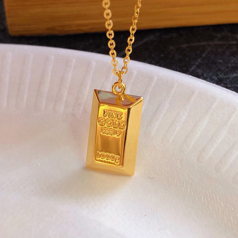 小金砖999足金金条情侣款520挂坠 欧颜颈饰