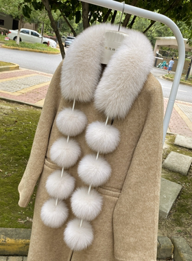 艾诺克狐狸毛围巾双面保暖冬季女