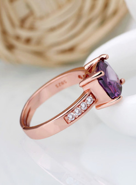 925银日韩仿真钻石彩宝玫瑰金