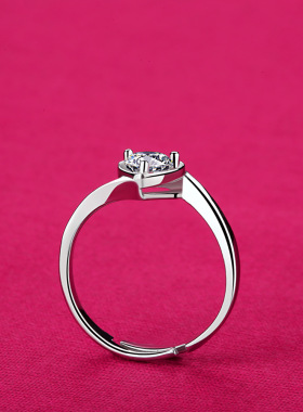 纯银情侣表白饰品礼物心形戒指