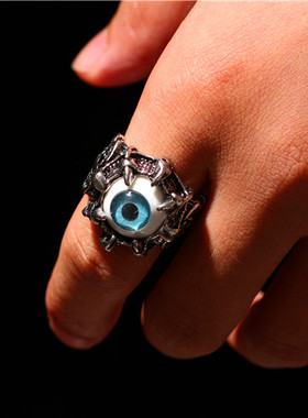 恶魔之眼朋克风首饰品钛钢戒指