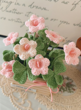 手工编织DIY钩织花束小雏菊四叶草铃兰花材料包毛线钩针自制送礼