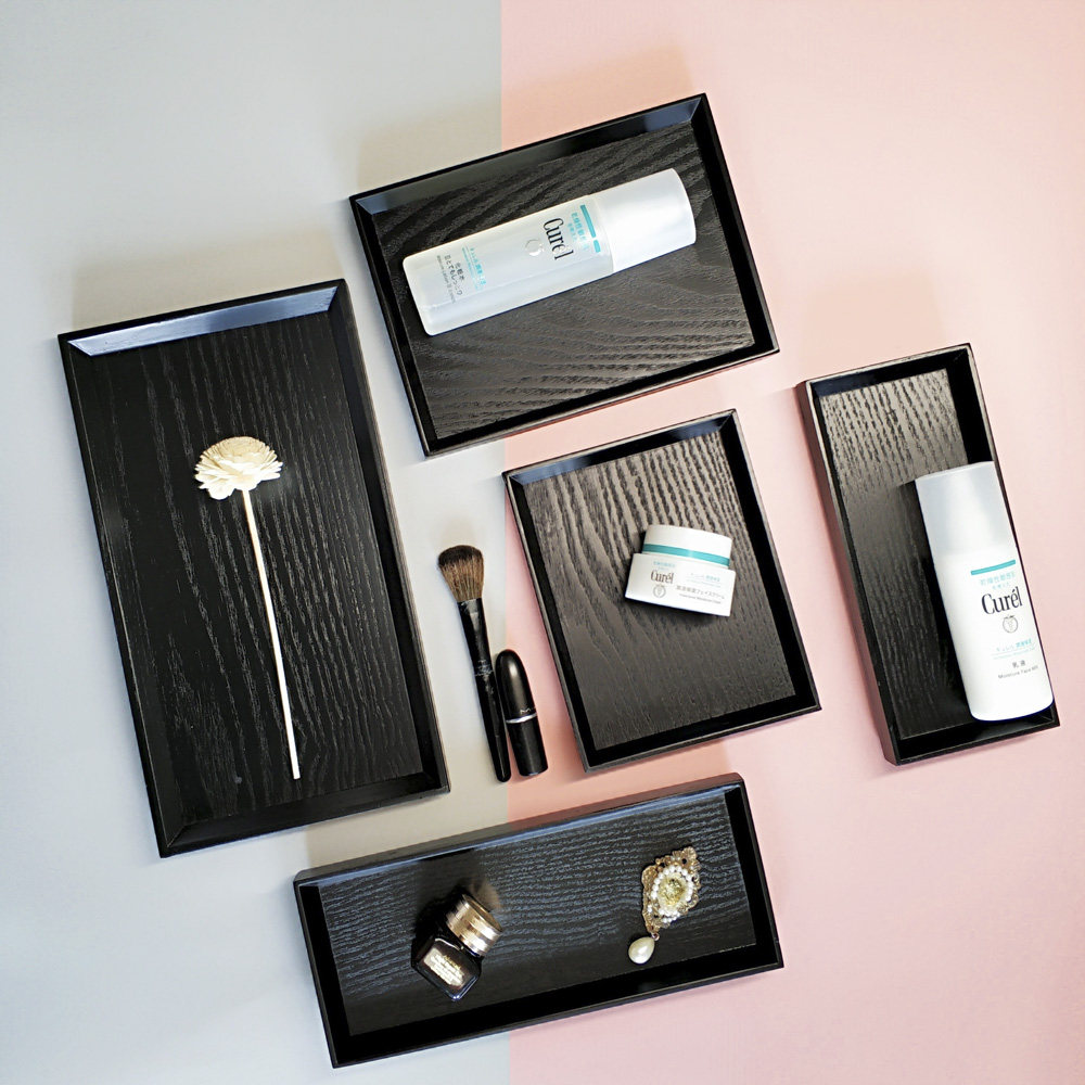 出口韩日式木托盘黑色长方形家用杯盘酒店置物盘简约茶盘精致,淘宝优惠券,粉丝福利购,淘宝优惠卷