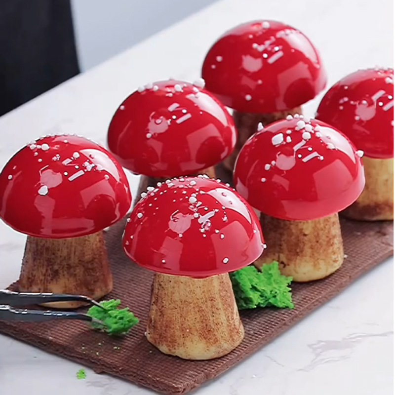 蘑菇造型慕斯模具圆锥半圆硅胶磨具仿真杏鲍菇法式西点甜品蛋糕模