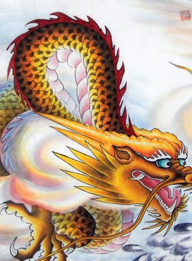 国画龙纯手绘字画真迹四尺生肖龙走兽中国金龙镇宅风水画呈祥献瑞