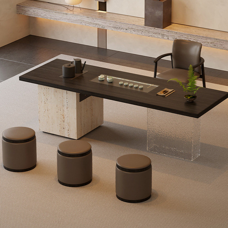 轻奢现代2025新款实木茶桌椅组合意式岩板高端办公茶室客厅泡茶桌,淘宝优惠券,粉丝福利购,淘宝优惠卷