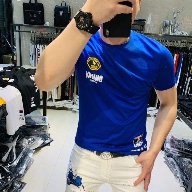 恤 夏季新款个姓潮牌丝光棉短袖男帅气时尚欧洲站印花修身 2019 T 恤 夏季新款个姓潮牌丝光棉短袖男帅气时尚欧洲站印花修身 2019 T