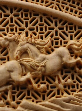 桧木雕刻年年有余大展宏图八仙过海扇形摆件家居装饰工艺品中国风