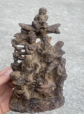 越南沉香木雕八仙过海佛像摆件