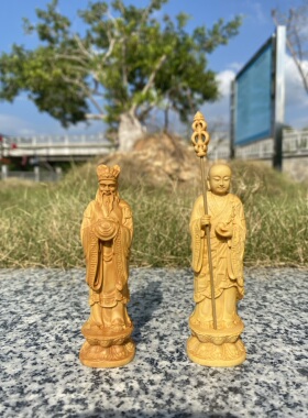 小叶黄杨木雕道明闵公地藏王摆件