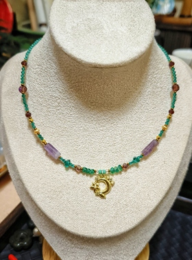 精致小众手工纯S925银进口琉璃绿色系列FGB米珠简约项链