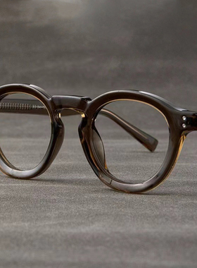 日系复古圆形防蓝光平光眼镜