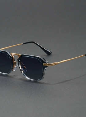 日系复古小方框金属男款个性太阳眼镜透明框高级感墨镜2025新款