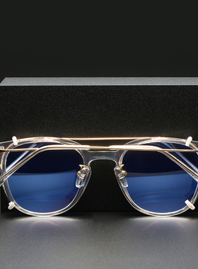 新款方形透明墨镜男潮偏光