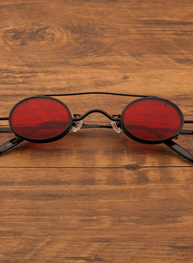 超小镜片迷你眼睛墨镜女高级感ins男潮椭圆形框复古太阳眼镜网红