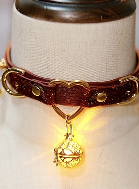 诊疗师手工定制 镂空吊坠刻字真皮choker发光项圈女情侣SM男小众