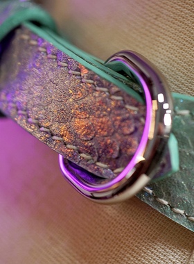 诊疗师手工定制 朝霞压纹铃铛吊坠项圈真皮choker脖环礼物sm小众