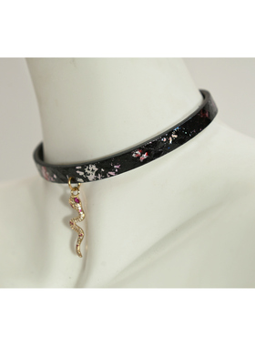 诊疗师手工定制 梦幻黑真皮项圈女颈环choker简约刻字情侣高级