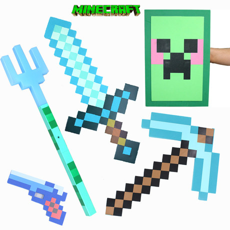 Minecraft Diamond Sword Weapon Peripheral Game Foam Trident Enchant Bow Arrow Torch Model Children S Toy