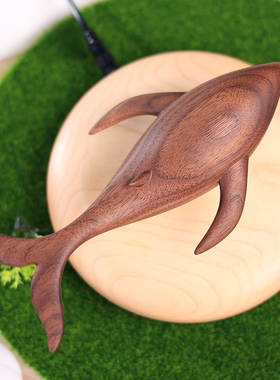 飞鲸磁悬浮摆件/原木木雕