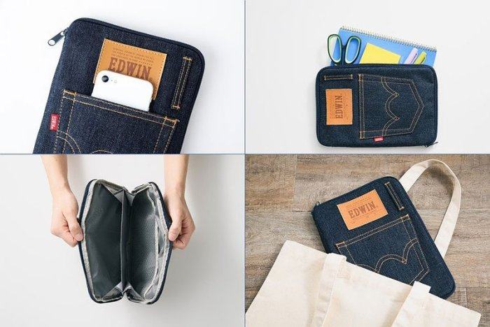 日本杂志BOOK附录牛仔布收纳袋大容量多功能随身旅行手拿包手帐包,淘宝优惠券,粉丝福利购,淘宝优惠卷