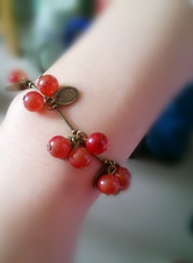 复古甜美风小樱桃玻璃串珠首饰