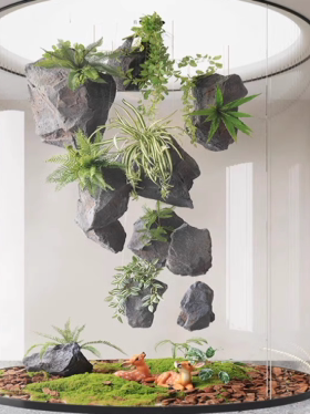 仿真石头PU悬挂泡沫假石头悬浮石室内绿植景观装饰美陈造景摆件