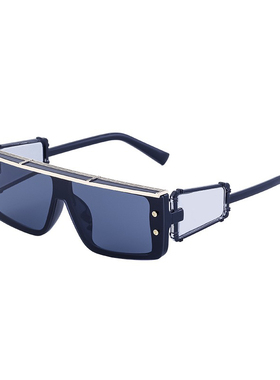 欧美金属感赛博蒸汽朋克方框太阳镜男潮Y2K墨镜跨境眼镜开车钓鱼