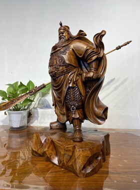 擦漆木雕工艺品关公摆件关二爷关圣帝君神像大漆生漆土漆香樟木