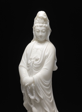 现货库存处理仅1件汉白玉原石手工雕刻念珠观音菩萨家居玄关摆件