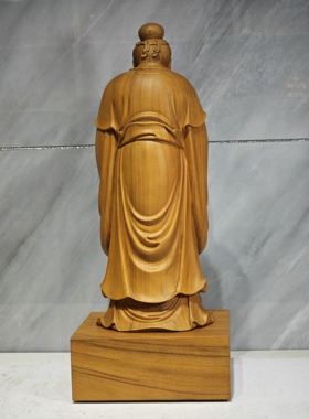 孔子像木雕神像至圣先师万世师表家居玄关装饰实木摆件手工19寸