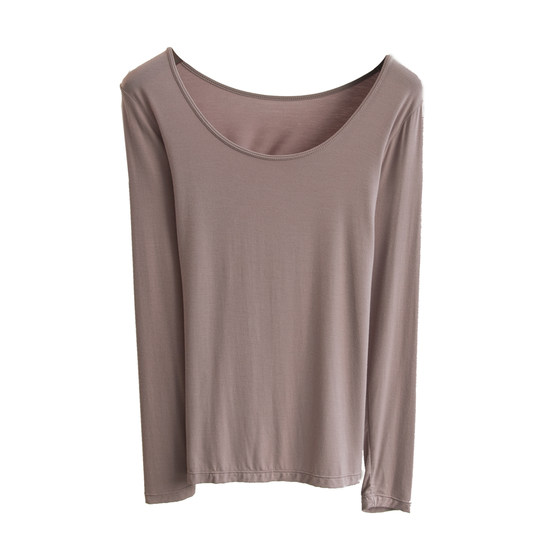 Modal bottoming shirt, long-sleeved T-shirt, women's top, thin bottoming, low-collar thermal underwear, cold-proof autumn clothing, black inner wear