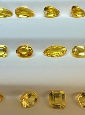 天然精切金丝雀黄海蓝宝裸石