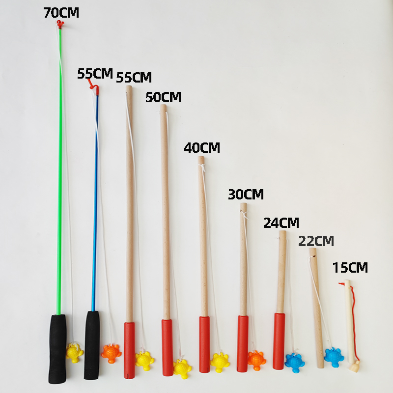 儿童磁性钓鱼竿木质磁铁鱼竿小孩钓鱼玩具游戏配件磁力教具木制杆-图1