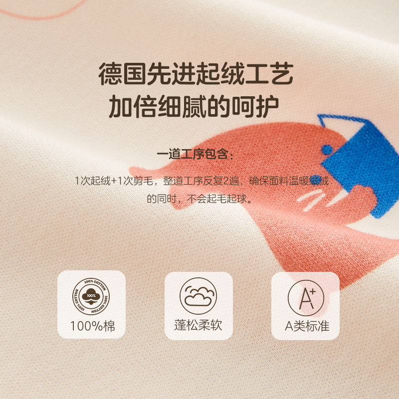 棉花堂旗舰店棉花堂婴儿保暖内衣套装宝宝秋衣秋裤分体夹棉衣服秋装秋季冬季2