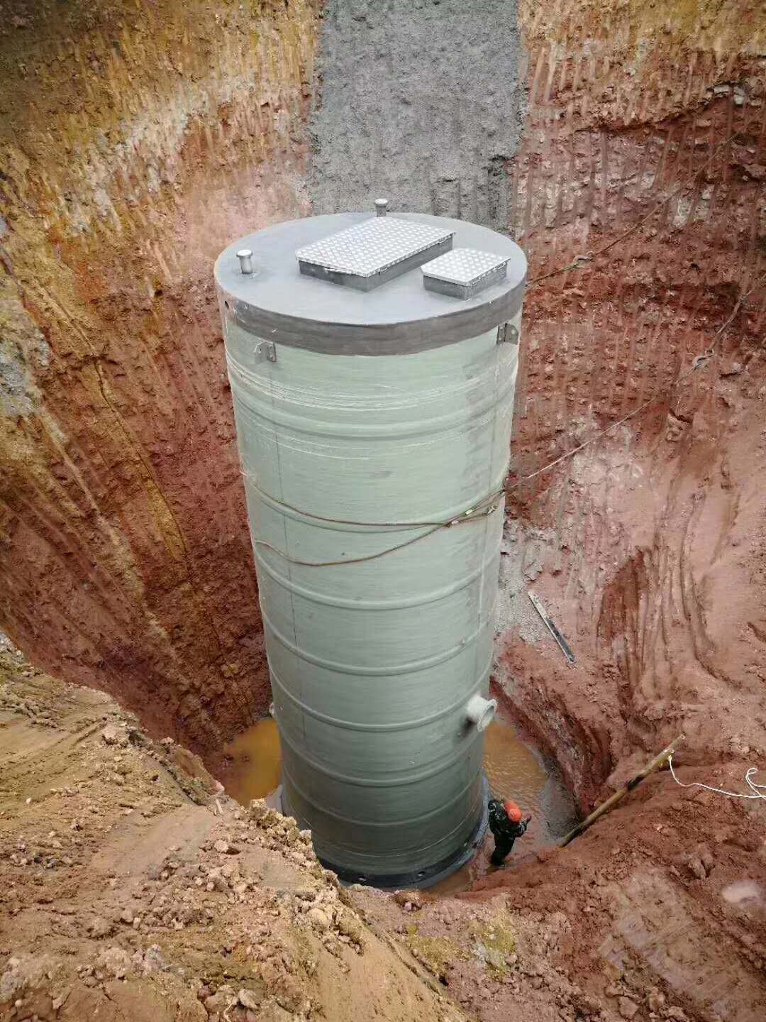 3800X7000远程GPRS控制玻璃钢一体化污水提升泵站地埋式预制泵站 - 图0