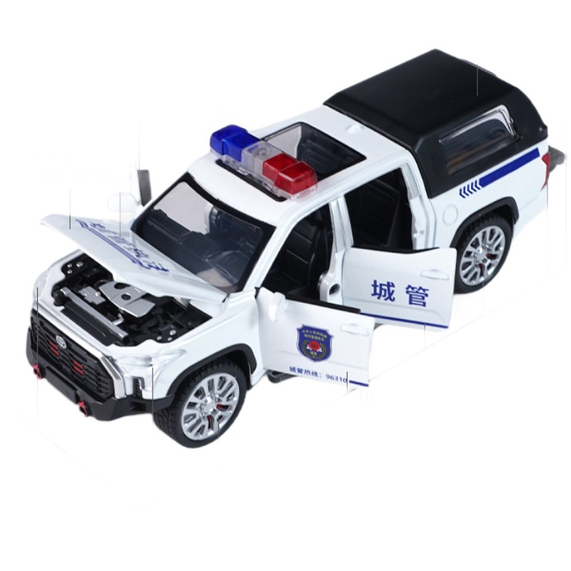 丰田坦途合金皮卡警车模型电力抢修道路救援车城管执法车儿童玩具 - 图3