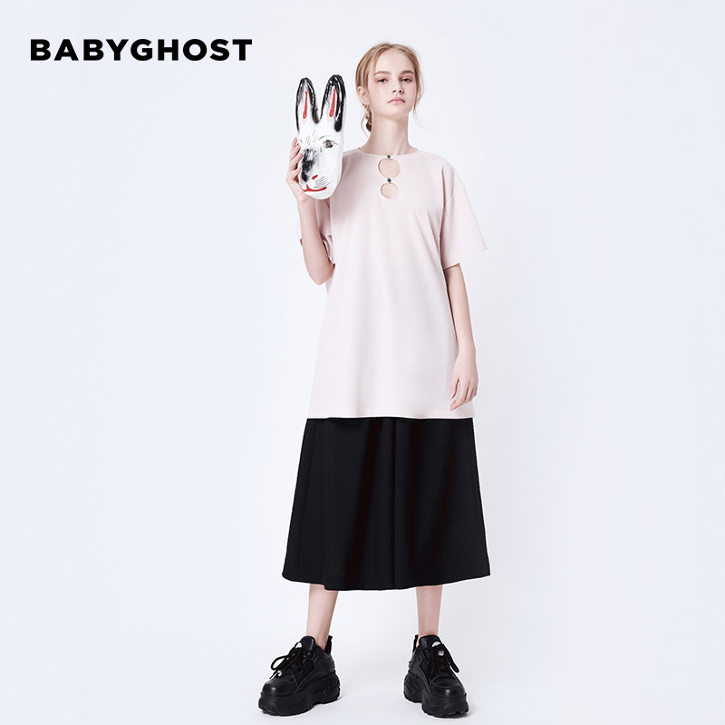 BABYGHOST原创防晒衣女装流行夏季新款粉色爱心拼接短袖T恤女宽松 - 图0