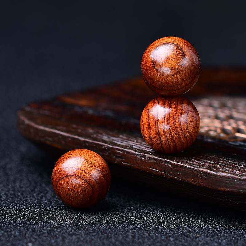 海南黄花梨散珠diy手串配饰木珠子单颗紫油梨老料鬼脸纹文玩实木 - 图1