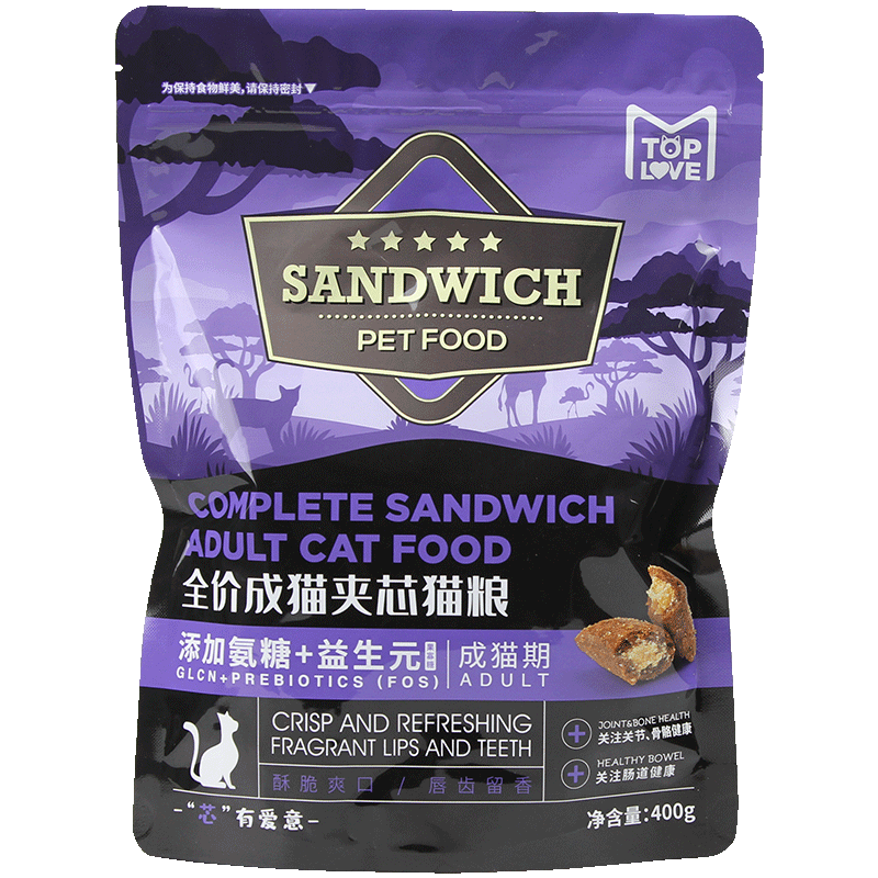 TOPLOVE挚爱乐无谷夹芯酥成幼猫粮400g猫咪主粮猫零食1.6kg - 图2