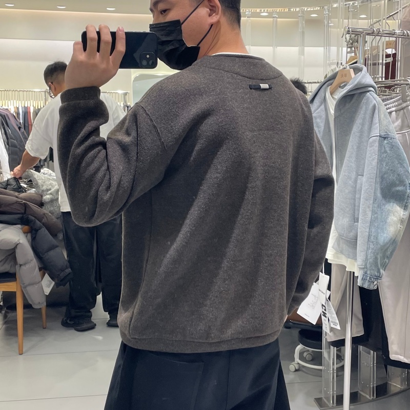 潮牌设计感半拉链拼接假俩件圆领加绒卫衣男士冬季高级感保暖毛衫 - 图0