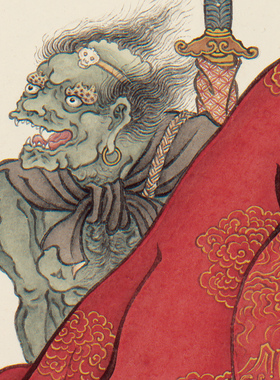 钟馗福在眼前图新中式客厅茶室框道家墙壁挂画实木画