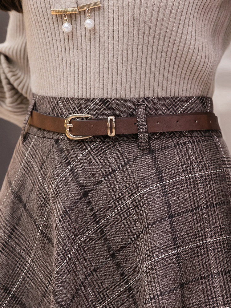 秋冬韩版复古格子遮胯显瘦半身裙 离题服饰半身裙