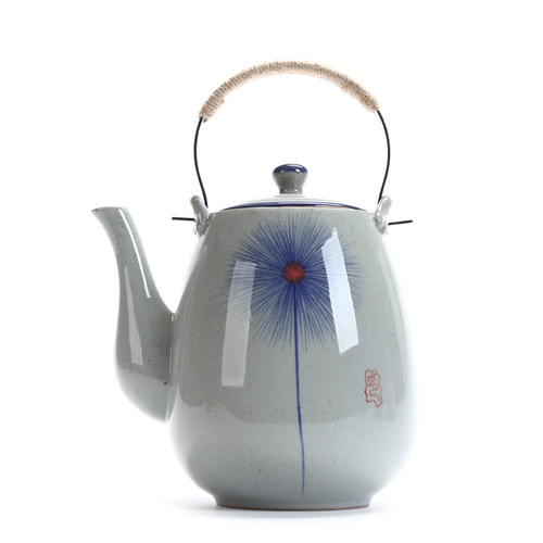 2升陶瓷大茶壶手绘复古泡茶壶凉水壶铁制手柄提梁壶餐厅水壶家用 - 图3