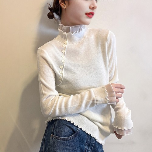 双层木耳边高领羊毛针织衫女欧洲站2025冬装新款欧货女装打底衫潮 - 图2