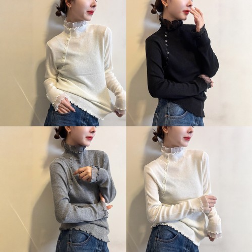 双层木耳边高领羊毛针织衫女欧洲站2025冬装新款欧货女装打底衫潮 - 图3